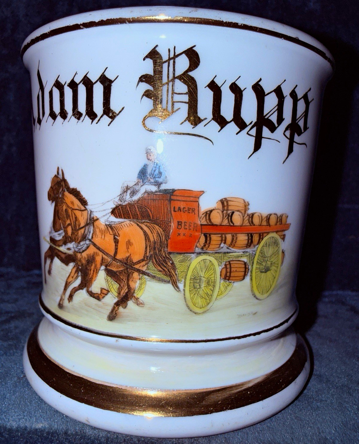 Occupational Shaving Mug, Horse Drawn Wagon with Barrels of Beer, Lager Beer Occupational Shaving Mug, Horse Drawn Wagon with Barrels of Beer, Lager Beer