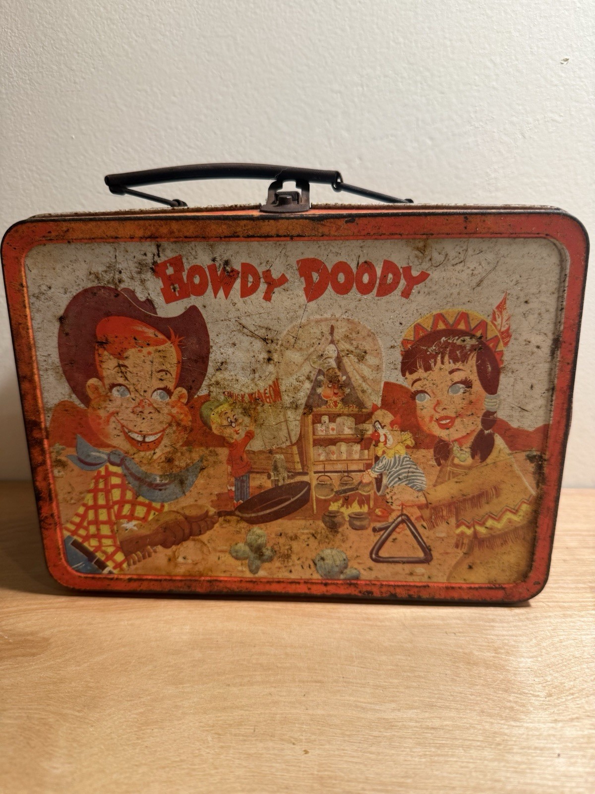 Vintage 1954 Howdy Doody Metal Lunch Box ADCO Liberty Cowboy Western TV