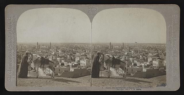 Photo:Cairo Egypt 1900s Windmill Hill Panorama Stereoview Donkey Vendor
