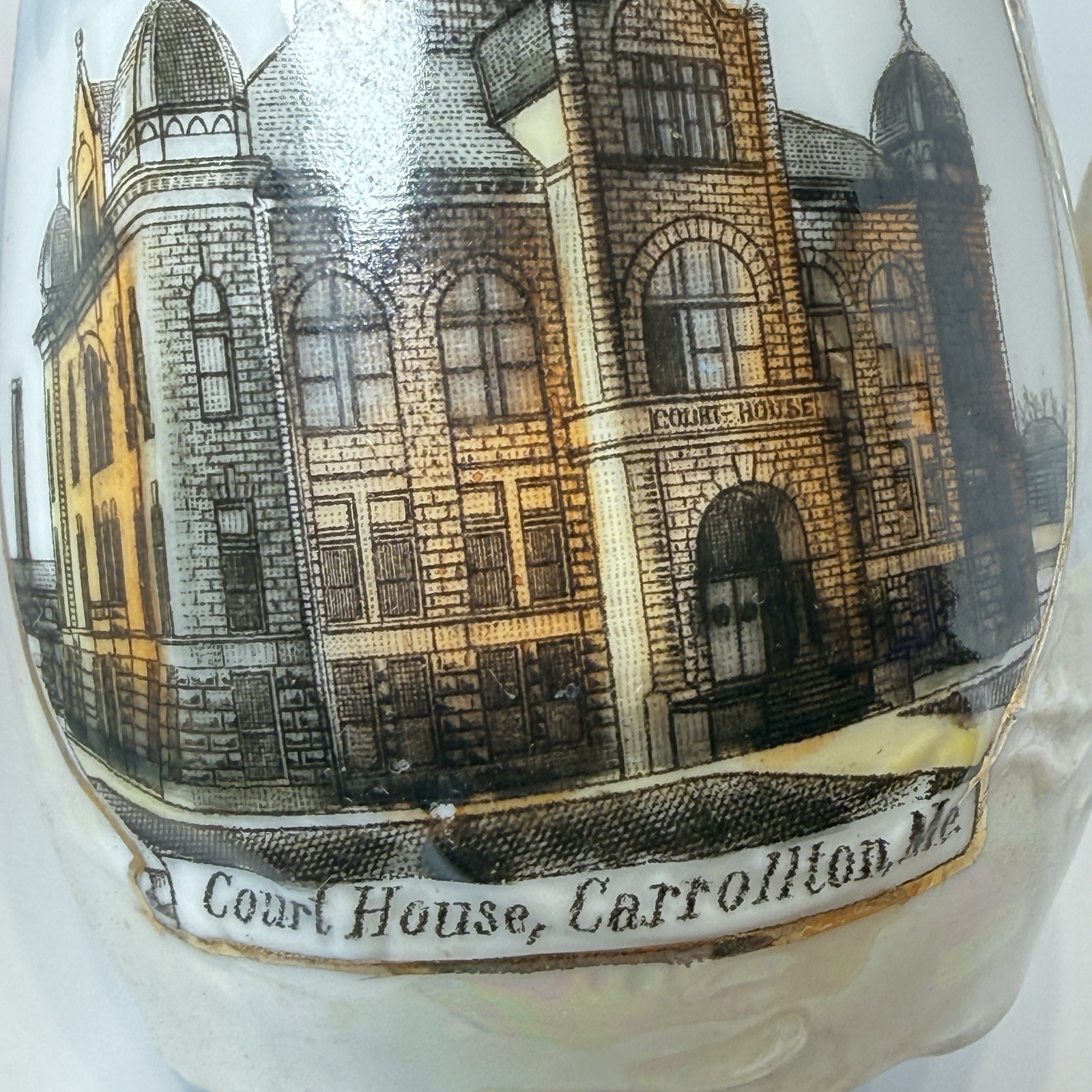 CARROLLTON MAINE ME Antique COURT HOUSE Souvenir TRINKET CREAMER