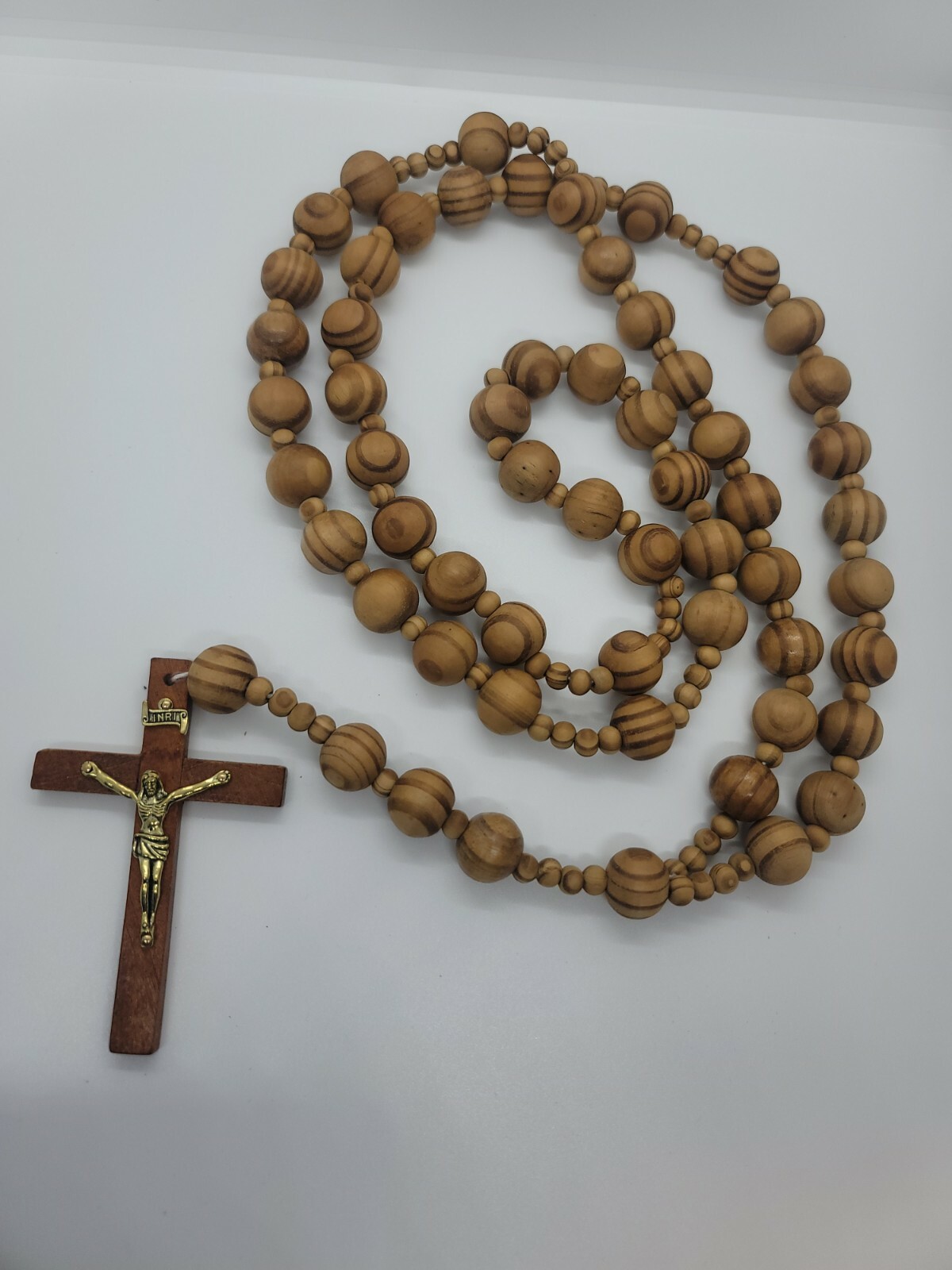 Giant Big Beads Rosario de Madera Wood Chain Jesus Cross XL Large Wall Rosary