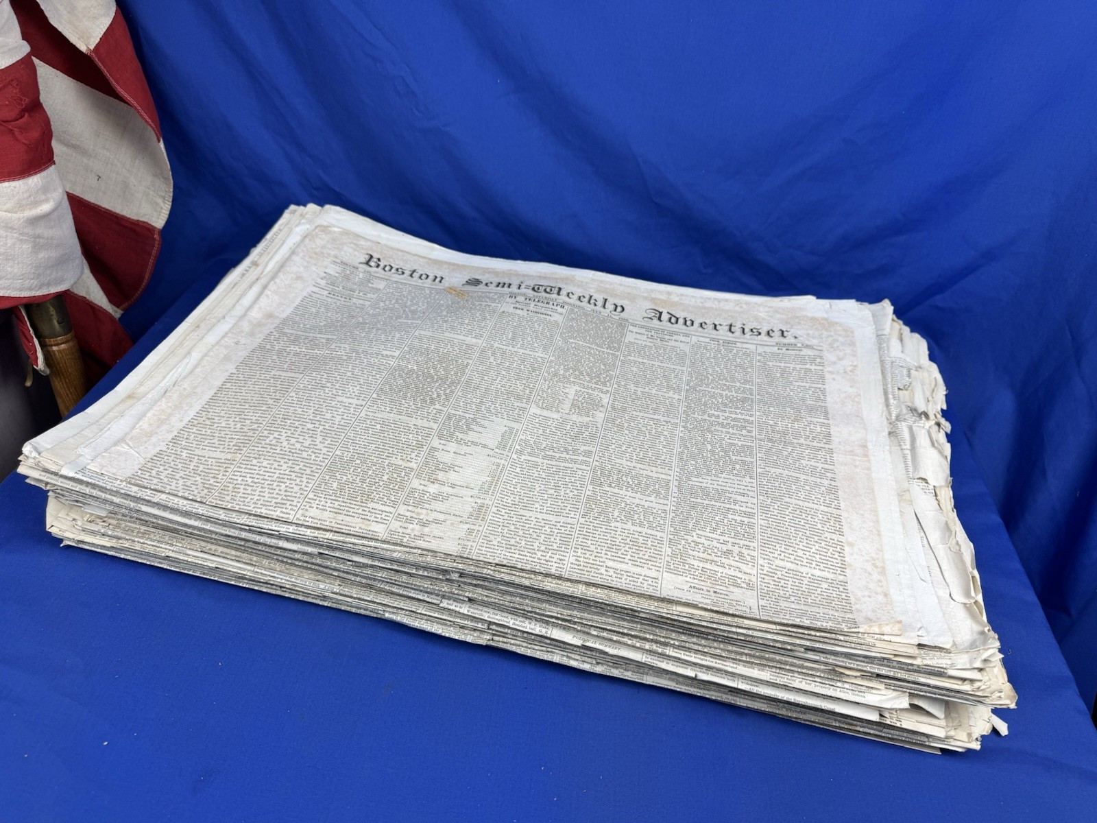 91 Boston Semi-Weekly Advertiser Newspapers 1866-1877 ~ RR, Maritime, Ads, Local