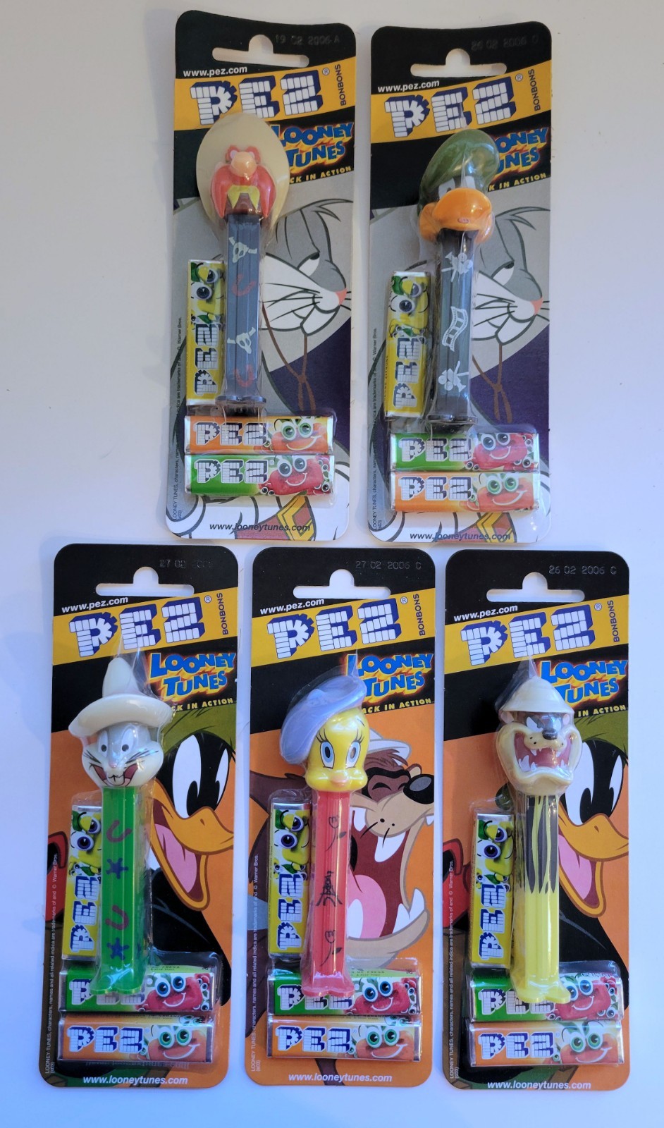 Pez Warner Bros Looney Tunes Back in Action - Set of 5 - New Euro card