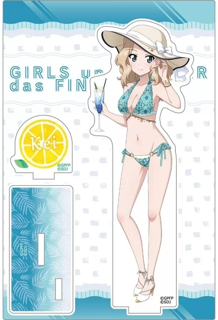 Girls & Panzer Acrylic Stand Kei Swimsuit 2023 15x10cm Tangling Daisakusen used