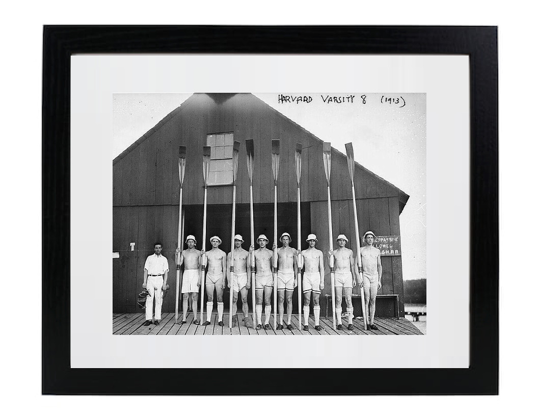 1913 Harvard Crew Team Massachusetts Vintage Matted & Framed Picture Photo