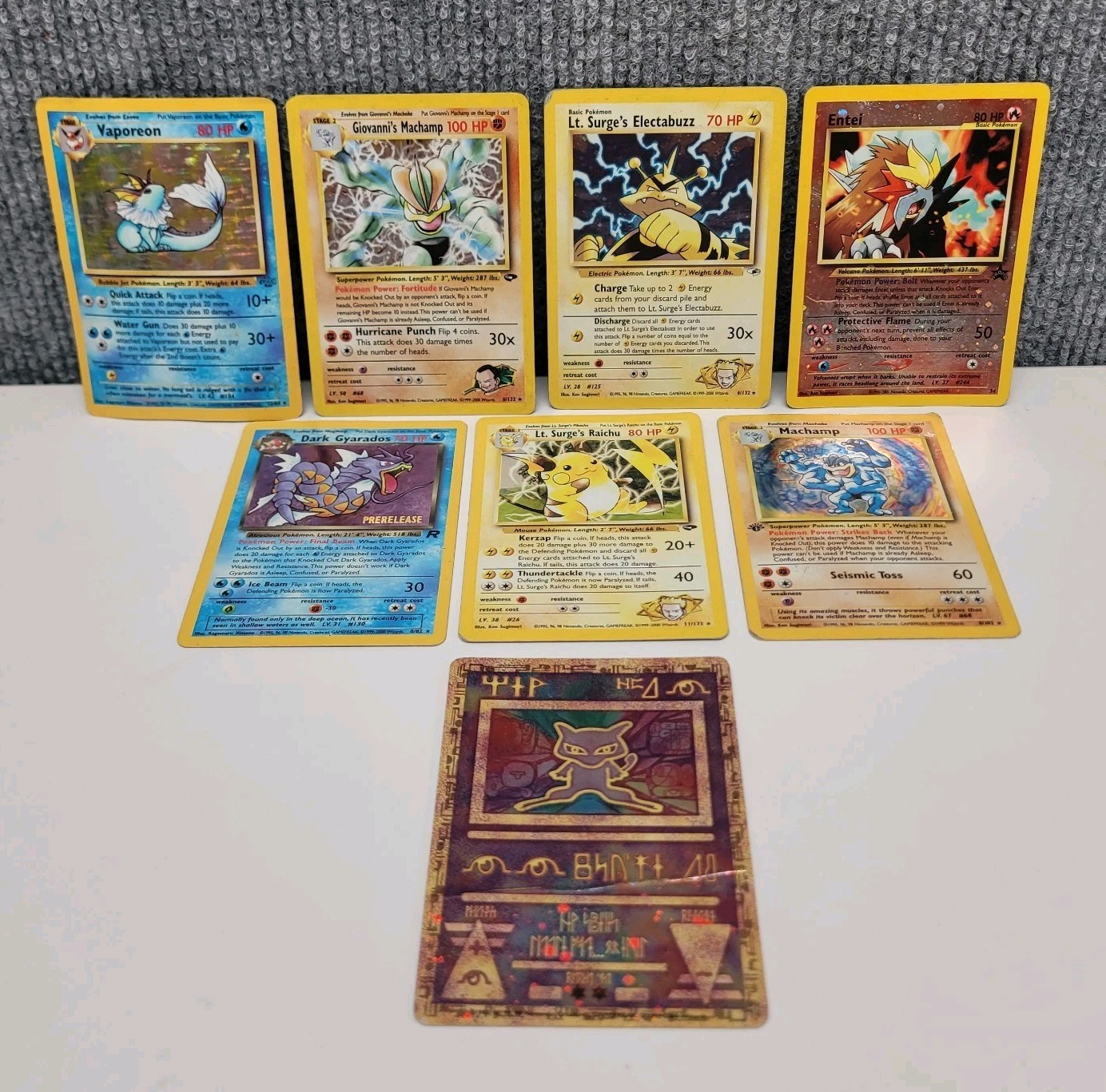 Pokemon Vintage Lot (8) Machamp Gio Machamp Entei Dark Gyatados Movie Promo Mew