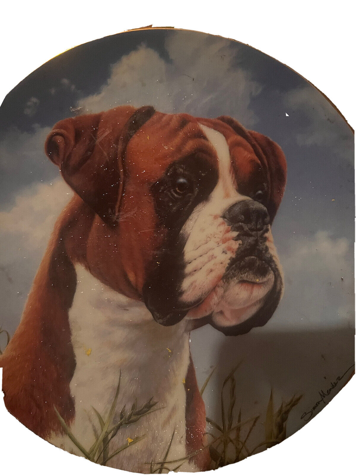 Danbury Mint Boxer Dog “His Master Calls” Limited Edition Plate Boxers 