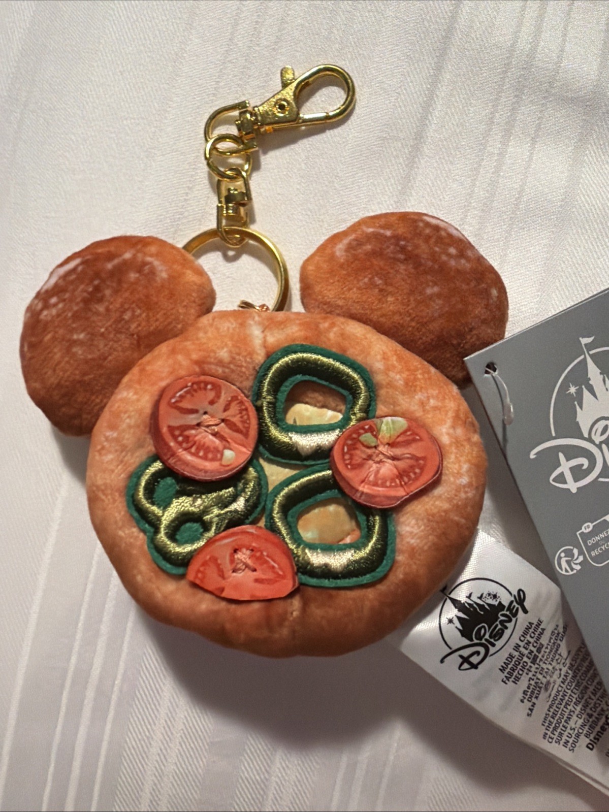 Genuine Disney Store Mickey's Bakery Pizza Cute Cartoon Plush Keychain New