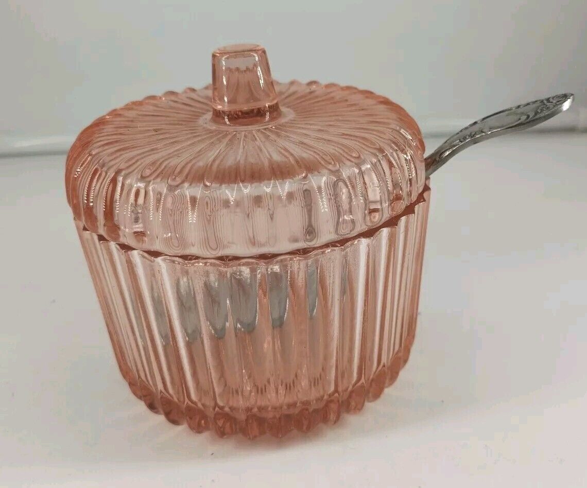 VTG Anchor Hocking Queen Mary Pink Depression Glass Mayonaise/Condiment Dish 4\