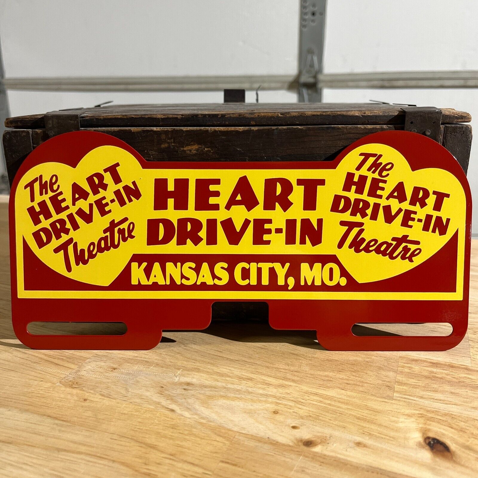 The Heart Drive In Theatre Kansas City MO. Metal License Plate Topper Sign