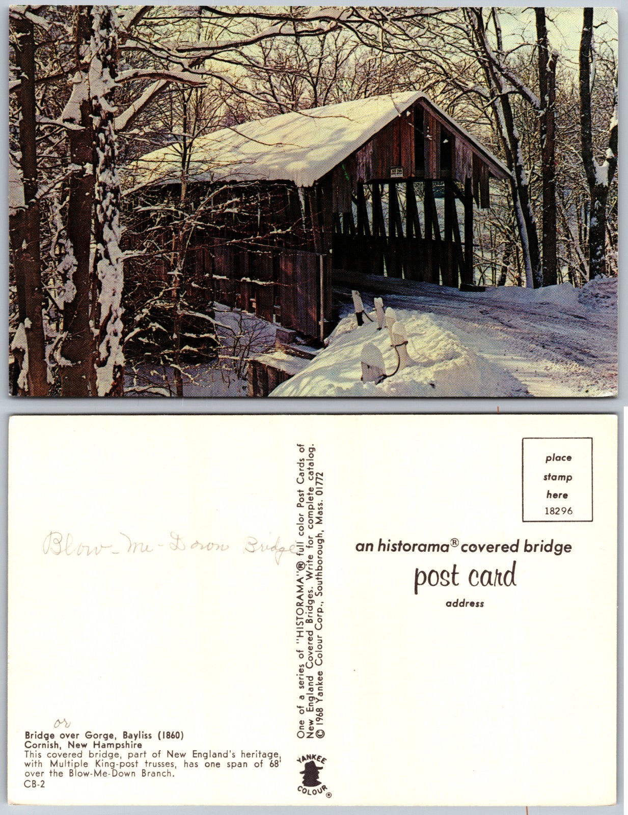 Blow Me Down Bridge Cornish NH Postcard