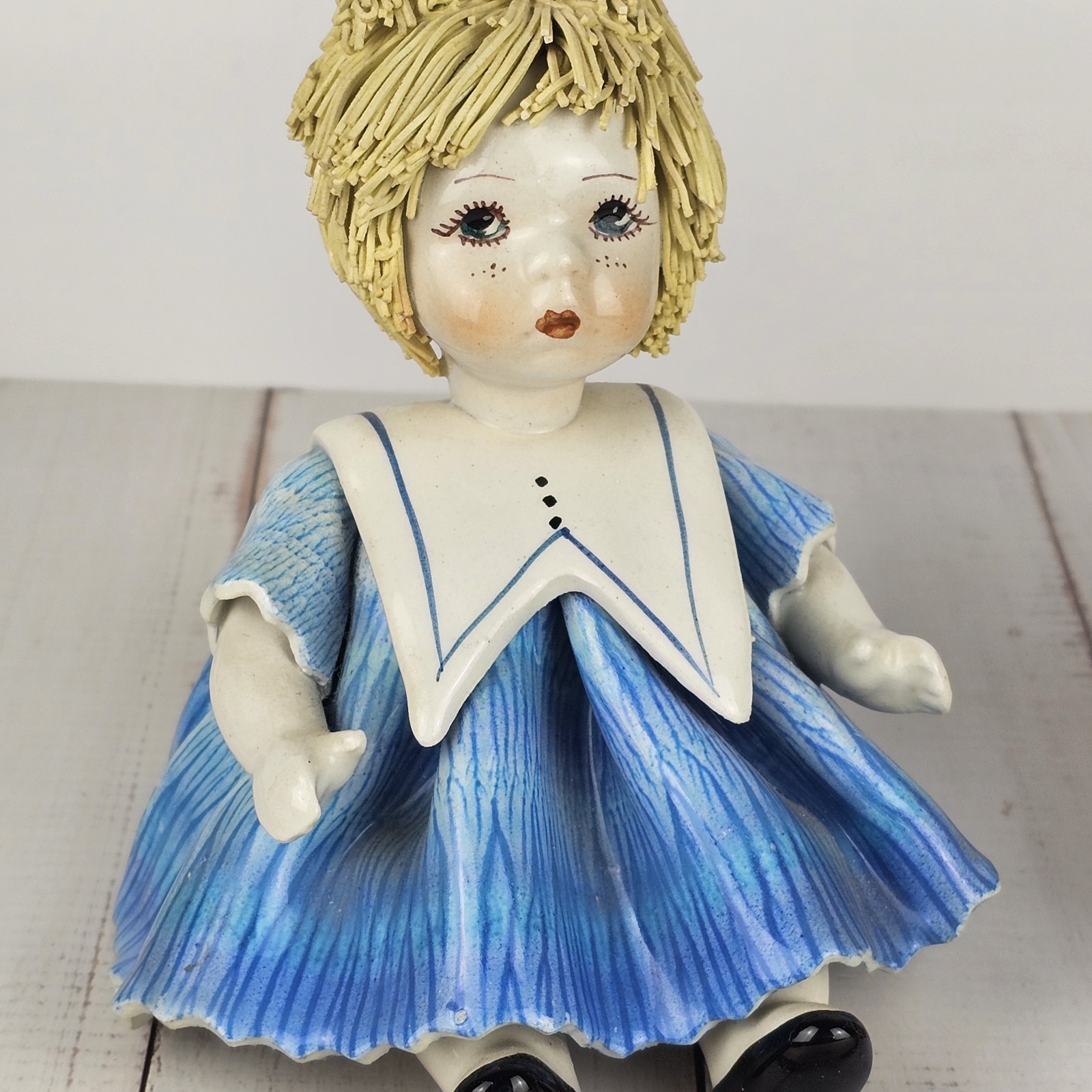 Viintage Italy Zampiva Spaghetti Hair Porcelain Figurine Handmade Signed