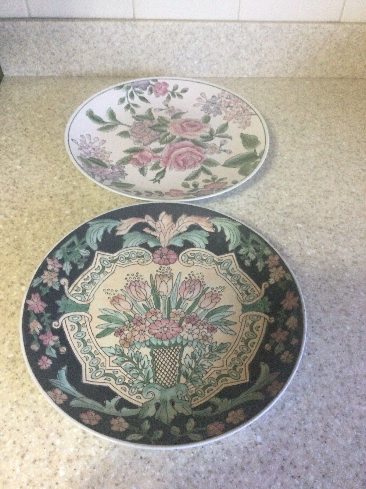2 Vintage Macau Hand Painted Decorative Plates