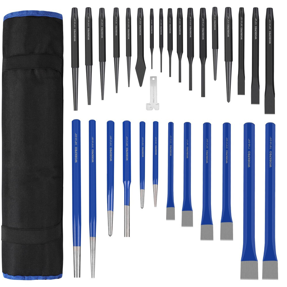 WORKPRO 30PIECE Heavy Duty Punch Chisel Cape/Cold/ Chisel Taper/Center/Pin Punch WORKPRO 30PIECE Heavy Duty Punch Chisel Cape/Cold/ Chisel Taper/Center/Pin Punch