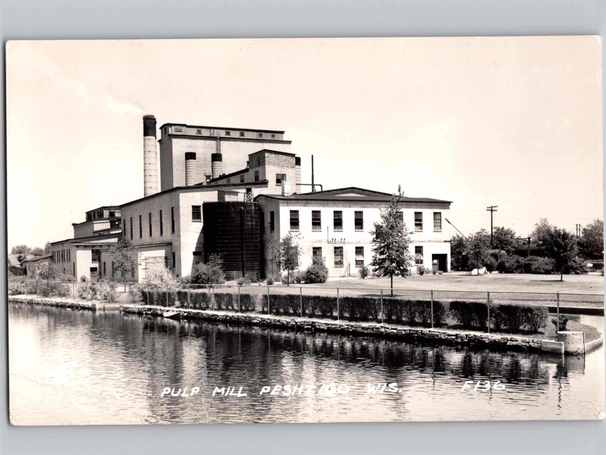 c1950 Pulp Mill Peshtigo Wisconsin WI RPPC Real Photo L. L. Cook Co Postcard c1950 Pulp Mill Peshtigo Wisconsin WI RPPC Real Photo L. L. Cook Co Postcard