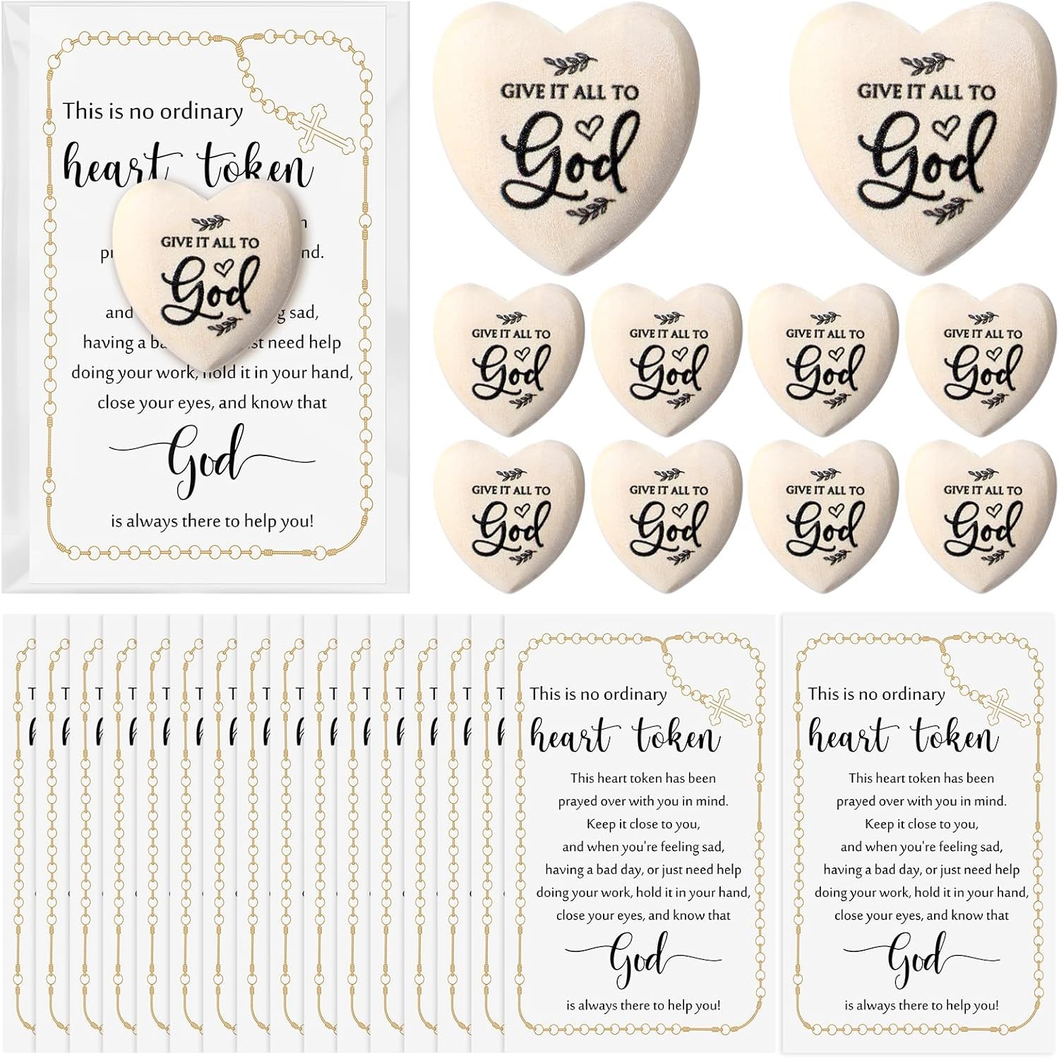 20 Sets Easter Christian Gifts Bulk Religious Wooden Heart Token Pocket Hug with 20 Sets Easter Christian Gifts Bulk Religious Wooden Heart Token Pocket Hug with