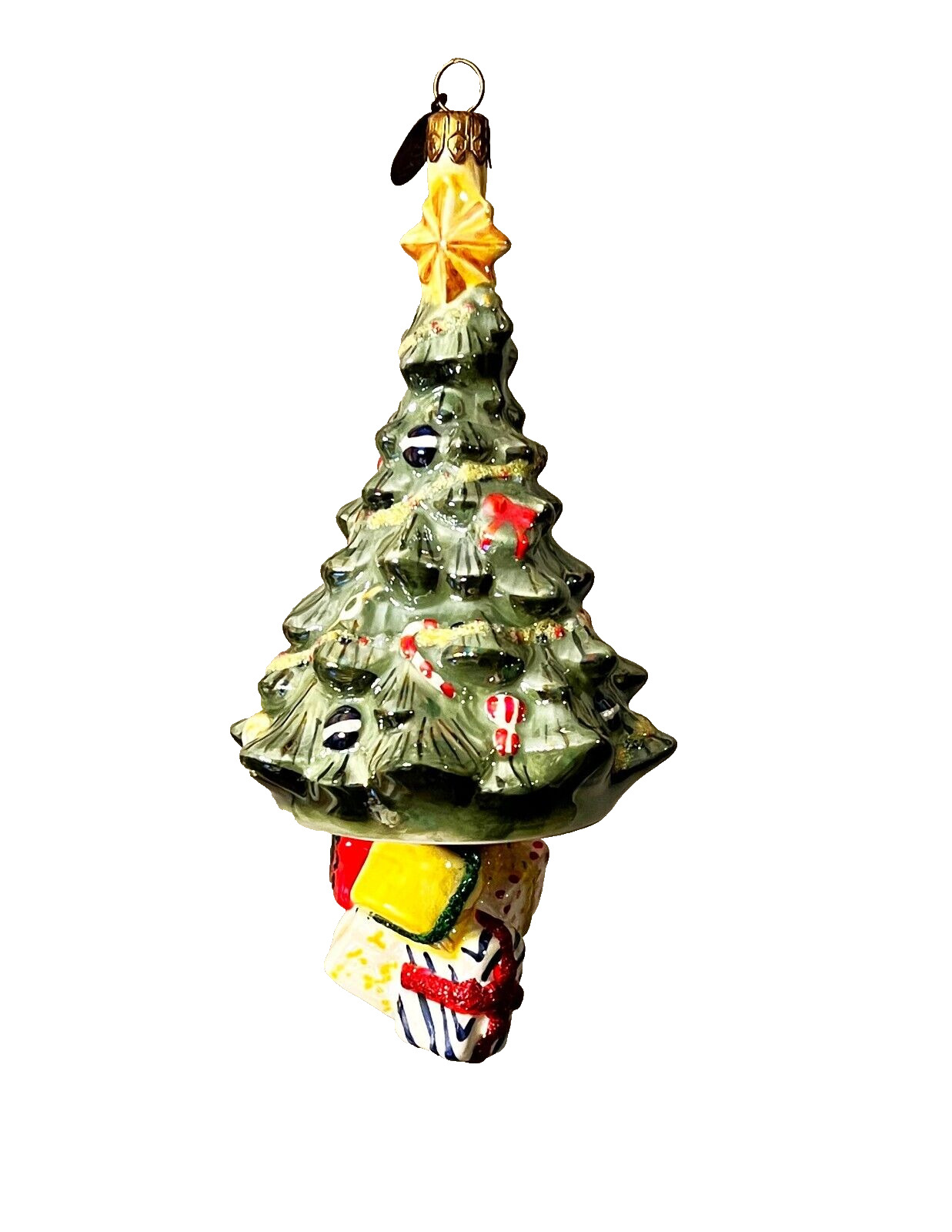 Christopher Radko Christmas Tree Bell Ornament Dangling Presents Gift Packages