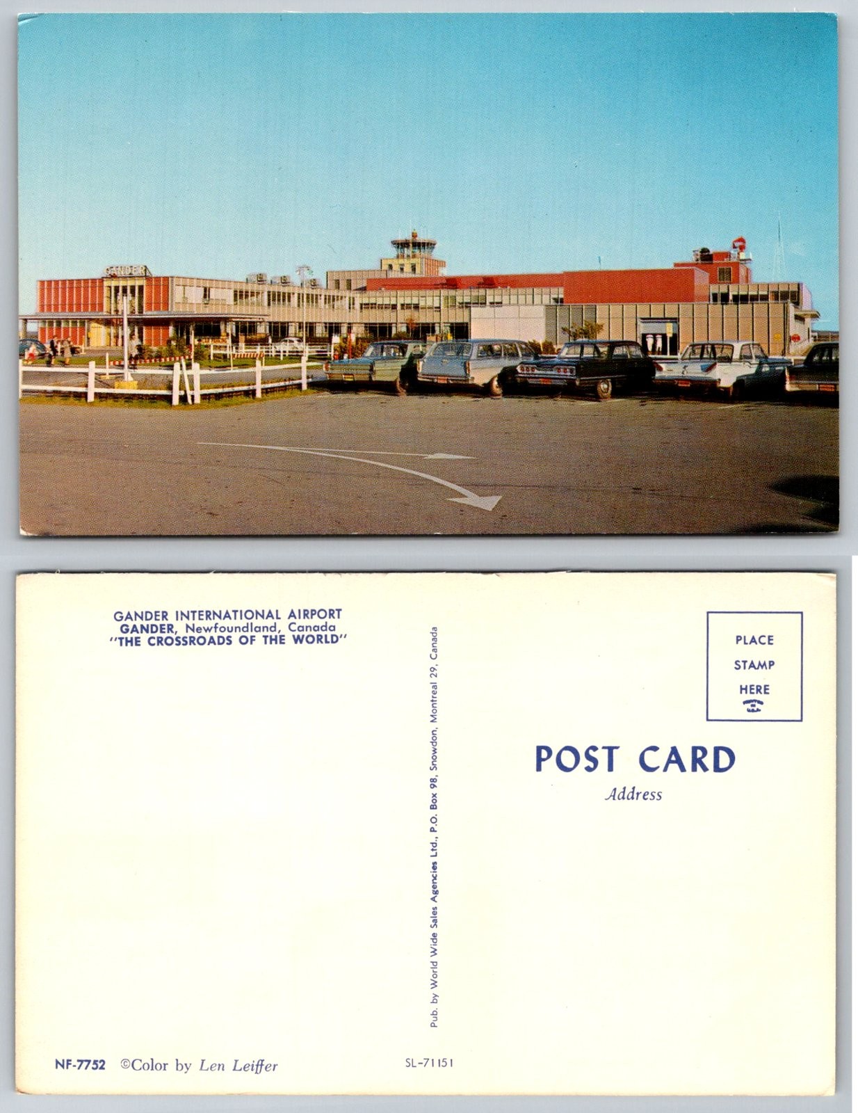 Gander Newfoundland Canada International Airport Postcard PB235-T