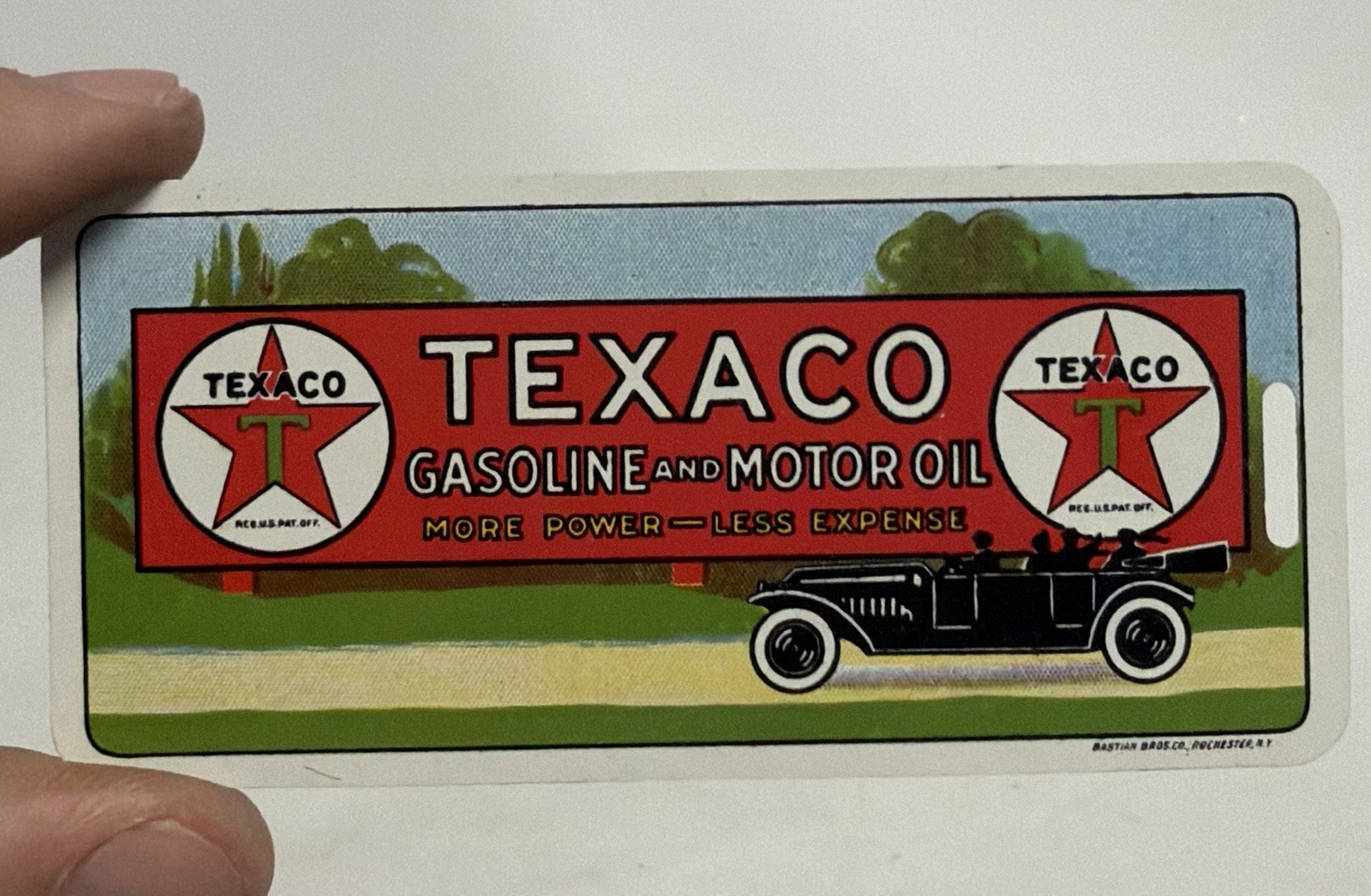 1920's TEXACO GASOLINE MOTOR OIL celluloid memorandum key watch fob