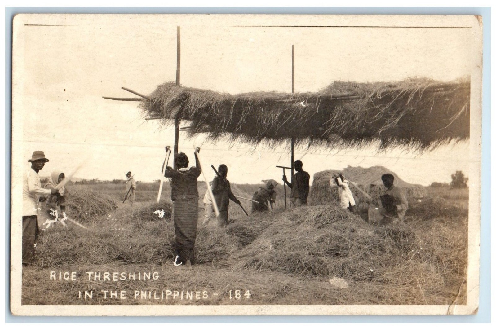 c1910\'s Rice Threshing In The Philippines Farmers Farming RPPC Photo Postcard c1910\'s Rice Threshing In The Philippines Farmers Farming RPPC Photo Postcard