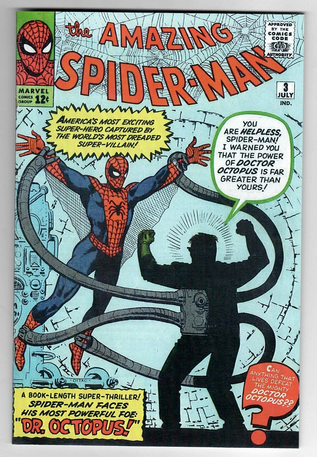 The Amazing Spider-Man # 3 (9.4)   Marvel  Reprint 1st Doc Octopus App. 12c  🕷