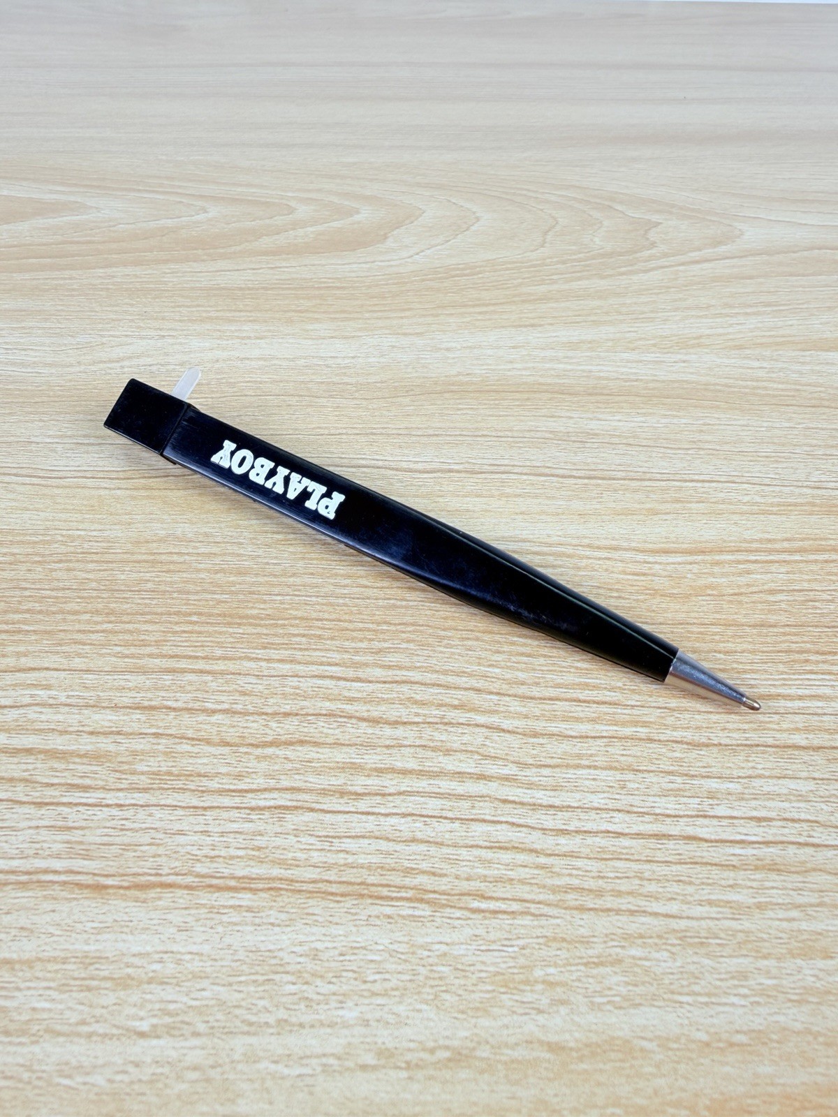 1970s Playboy Magazine Slencil Ballpoint Pen Black Bunny Logo Advertising No Ink