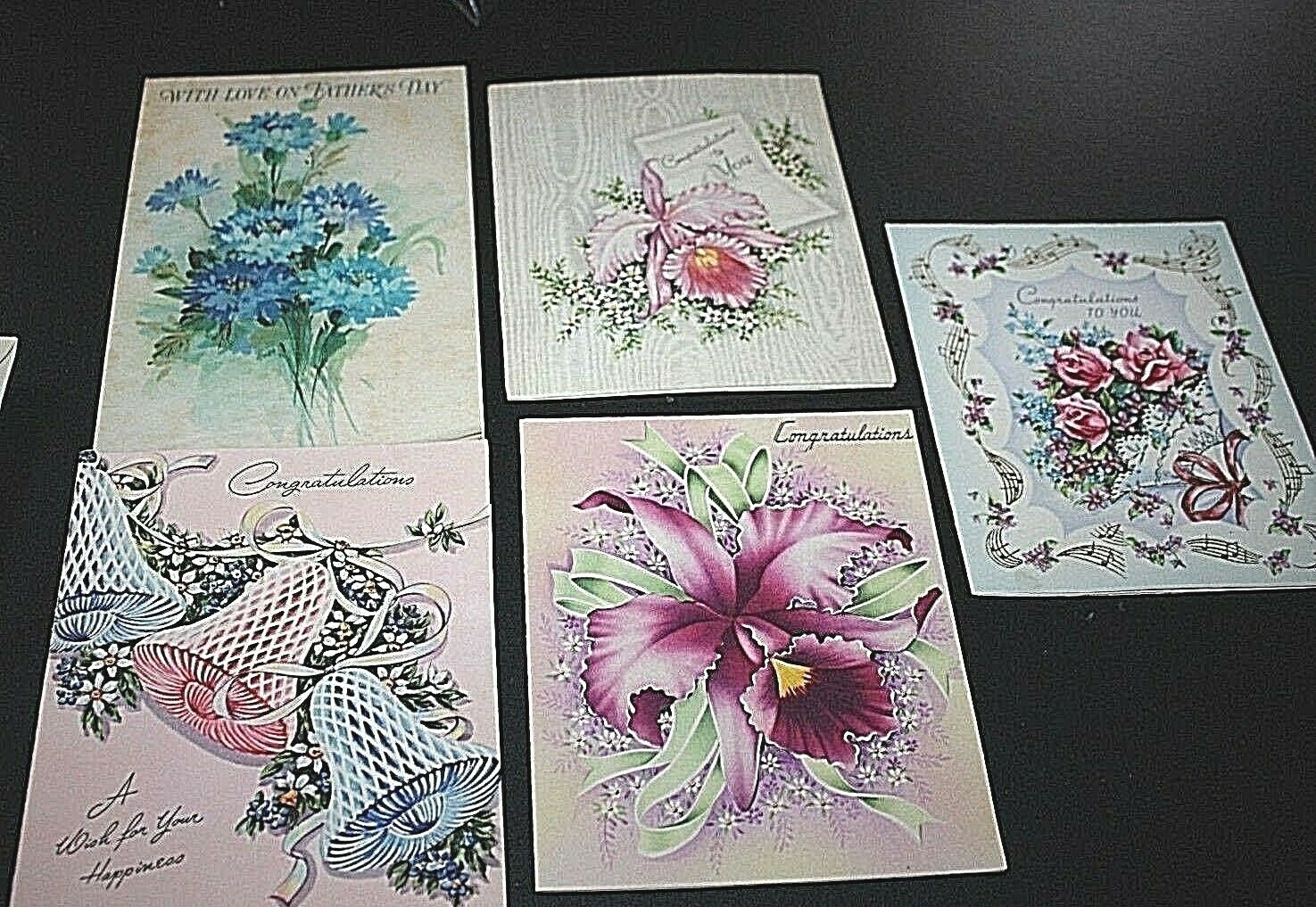 Vtg Greeting Card Lot 50s Wedding Paper Bell Inside Father\'s Day Vintage  -BBBB=