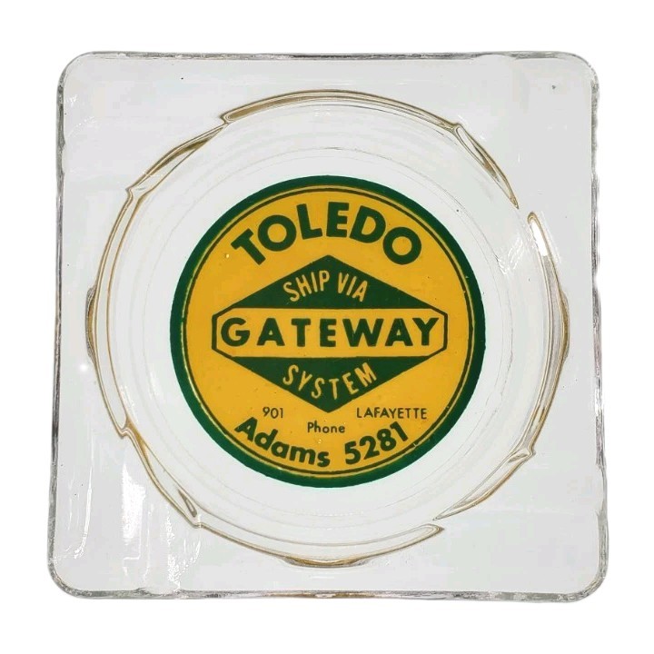 Vintage Railroad Marketing Ashtray / Ship Via Gateway System / Toledo Ohio