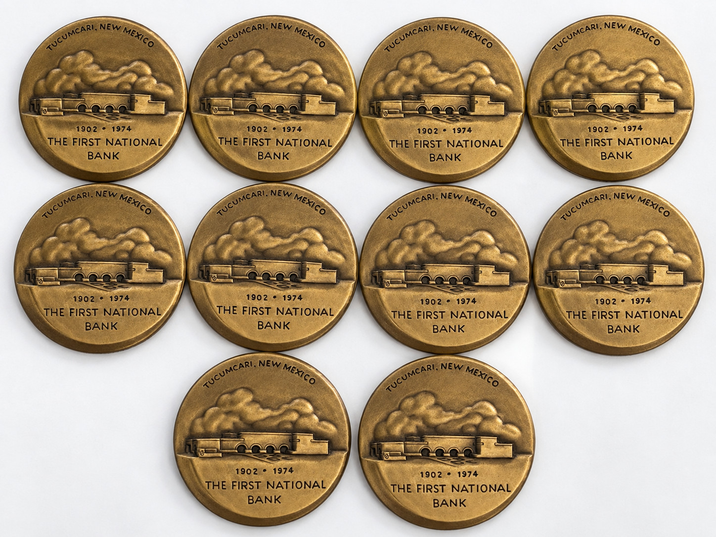 1974 First National Bank Tucumcari NM Bronze Medal Medallic Art Lot of 10