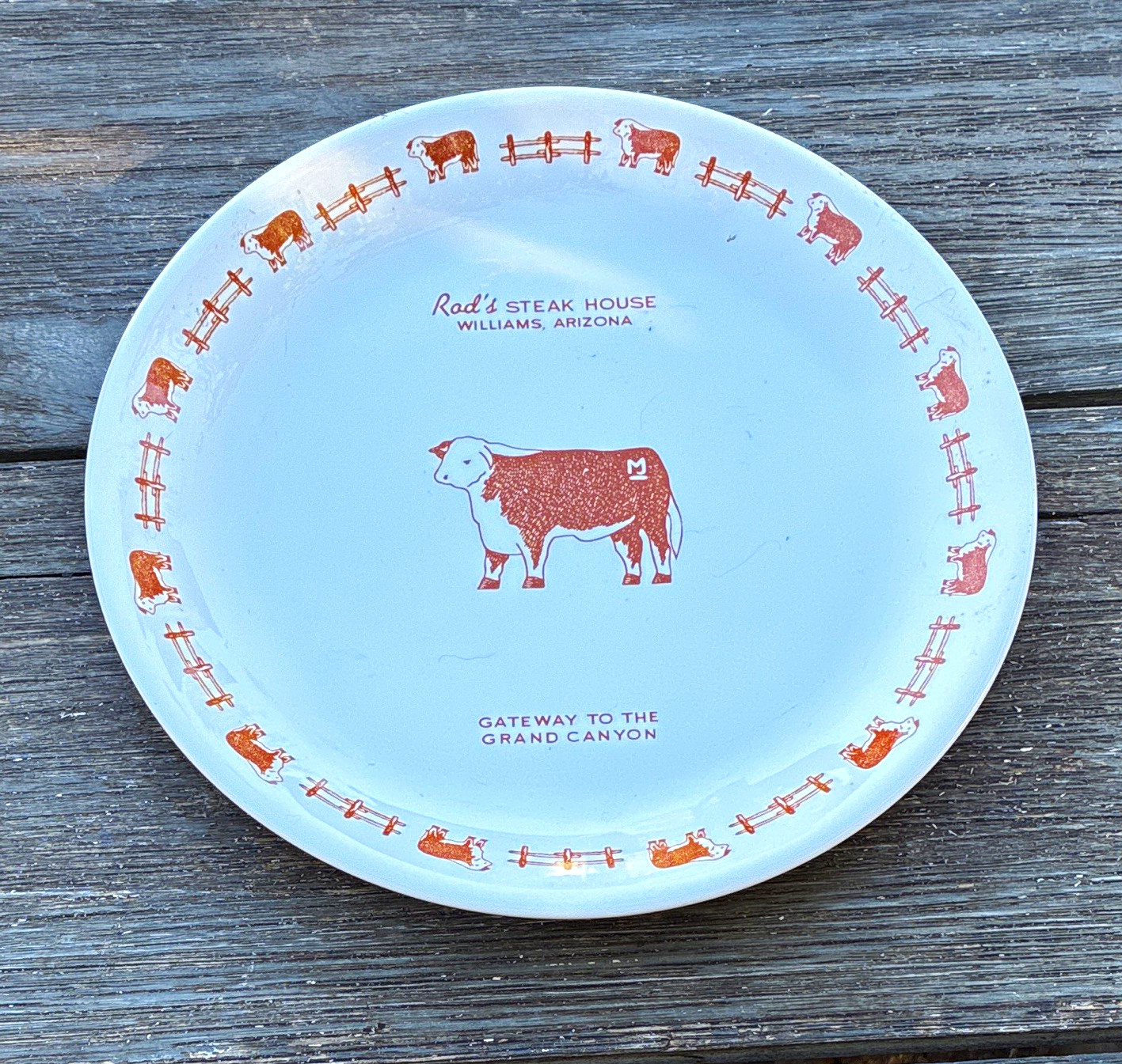 Syracuse China Rod's Steak House Williams AZ Grand Canyon Dinner Plate 