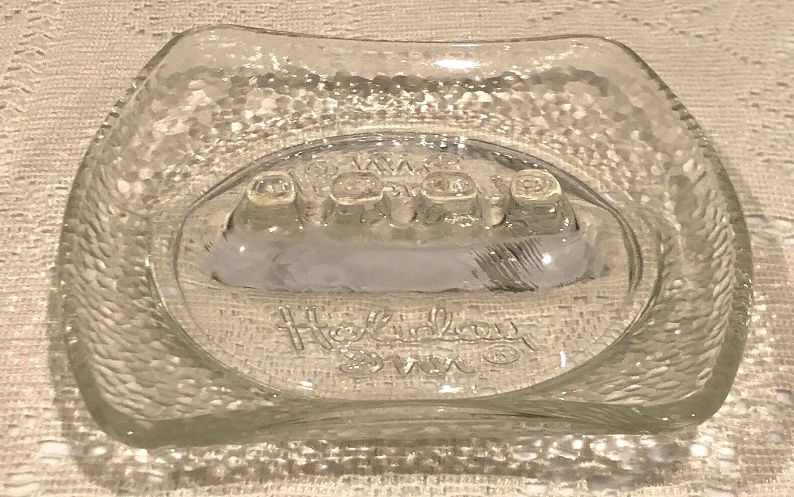 Vintage Holiday Inn Clear Glass Ashtray Embossed Collectible-Hotel  Advertising 