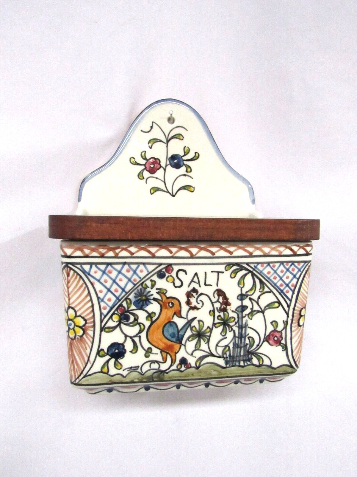Williams Sonoma Salt Keeper Box Ceramic Hand Painted Nazari Portugal Provence