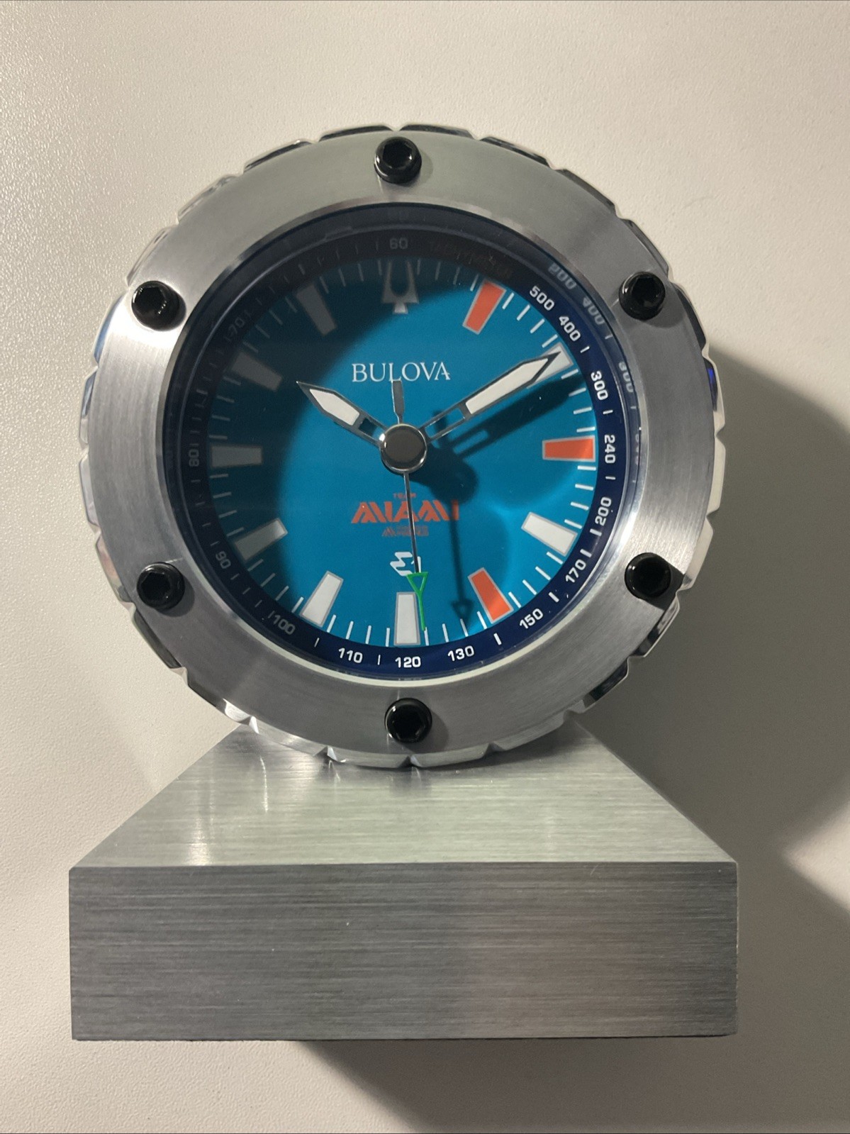 Bulova E1 Racing Team Miami Tabletop Clock Sea Blue Orange Accents.FREE SHIPPING Bulova E1 Racing Team Miami Tabletop Clock Sea Blue Orange Accents.FREE SHIPPING