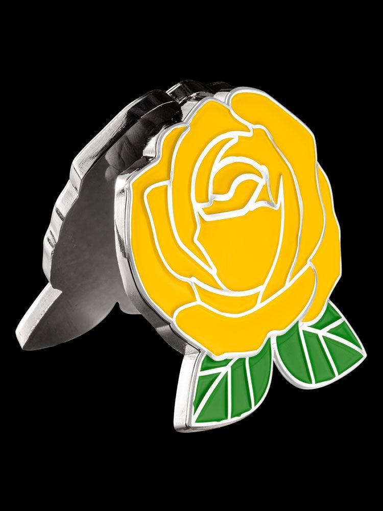 3D Yellow Friendship Rose with Silver Highlights with an Engravable Back