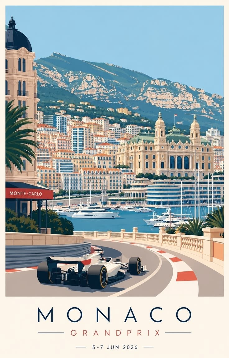 Monaco Grand Prix Poster Formula 1 Monte Carlo Racing Wall Art Print 13x19 Monaco Grand Prix Poster Formula 1 Monte Carlo Racing Wall Art Print 13x19