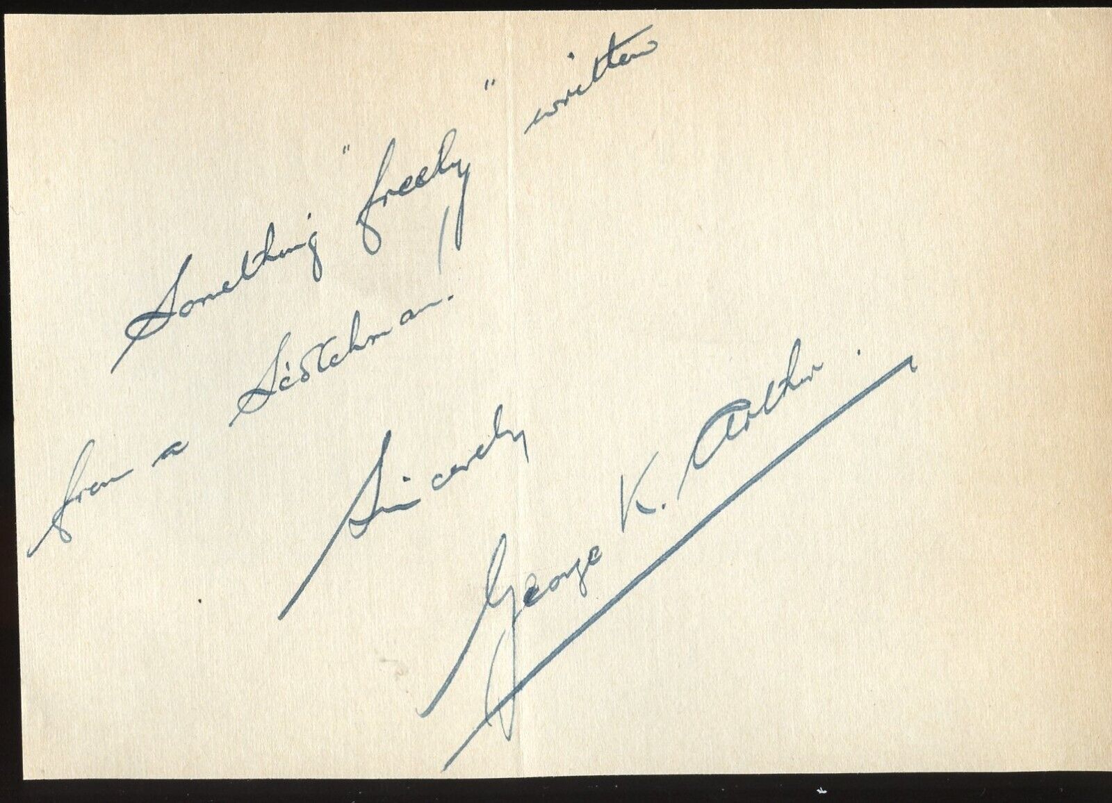 George K. Arthur d1985 signed autograph 4x6 Cut English Producer Dane & Arthur