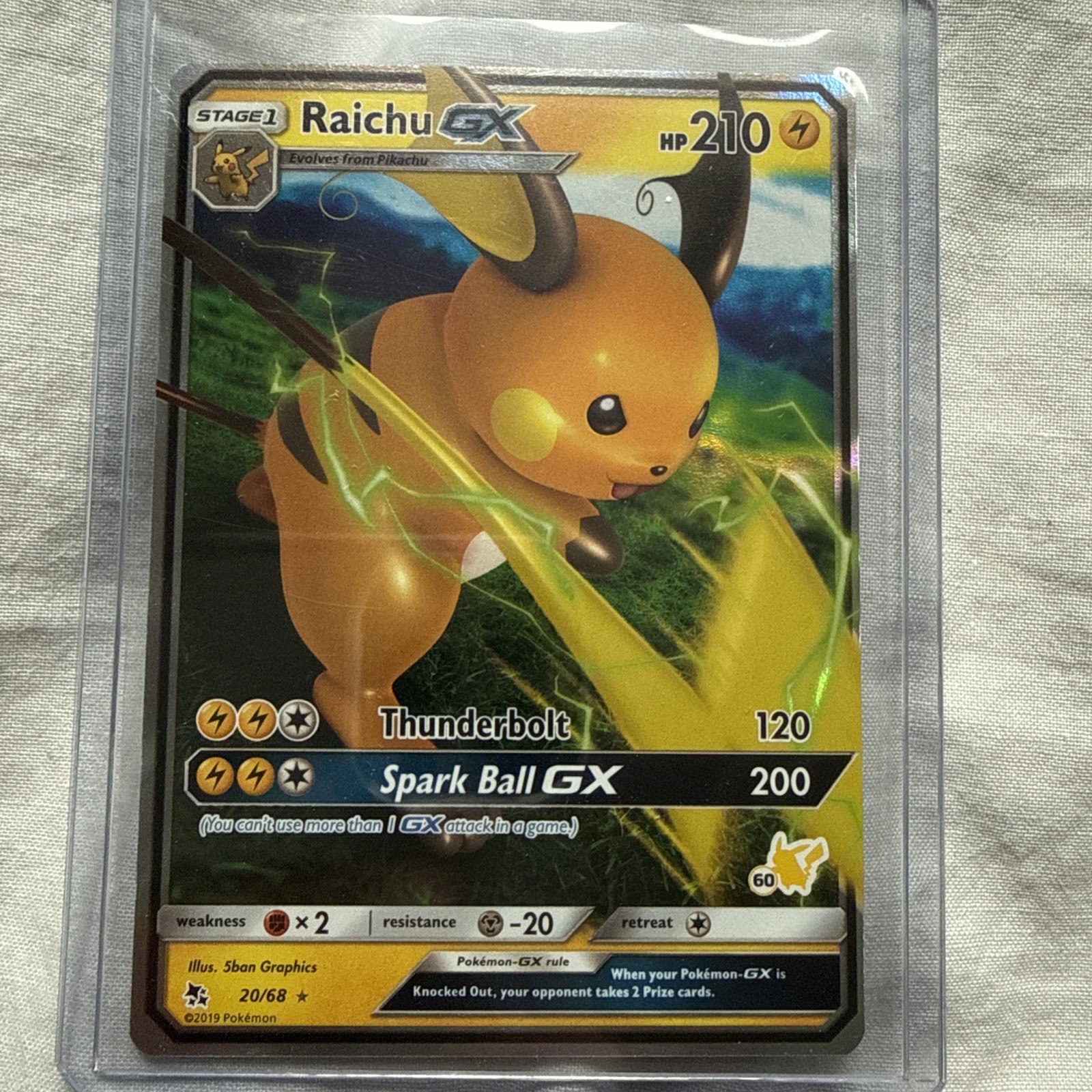 RAICHU GX 20/68 HIDDEN FATES GX RARE HOLO NEAR MINT 1