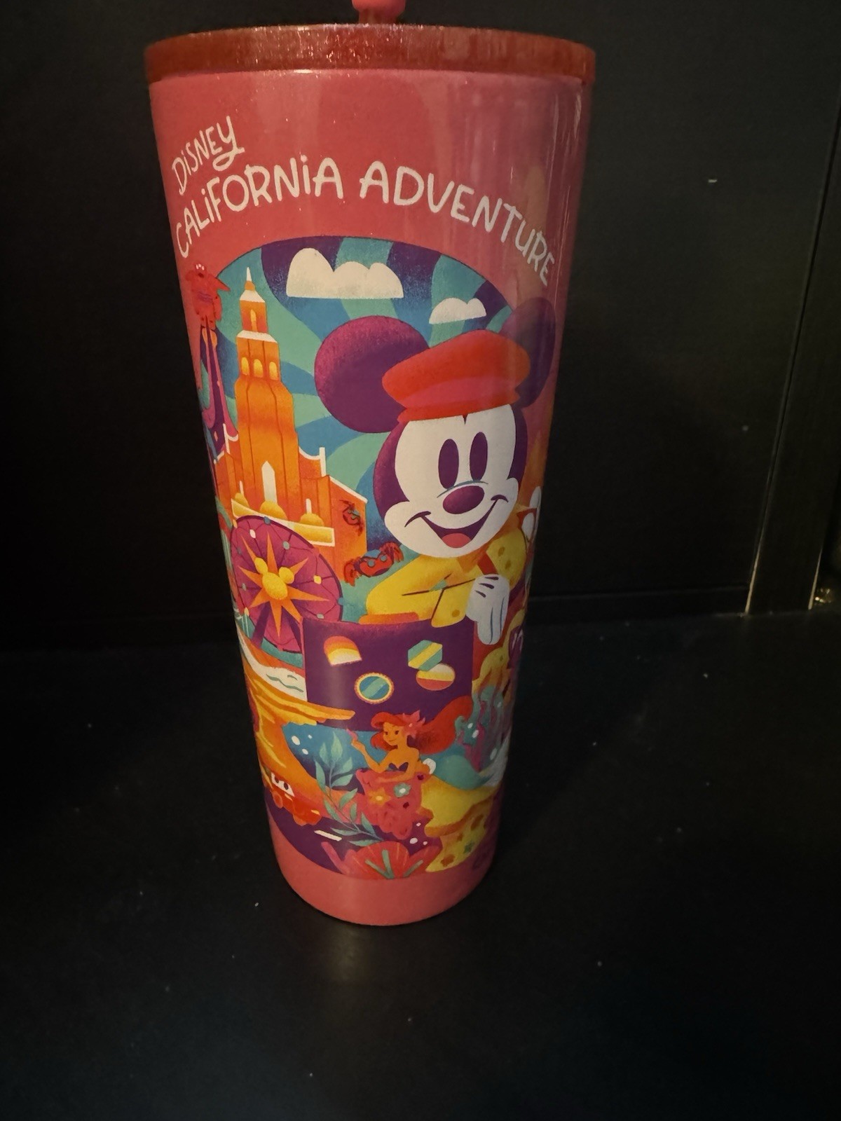 Disneyland California Adventure Starbucks Stainless Tumbler W Topper & Straw