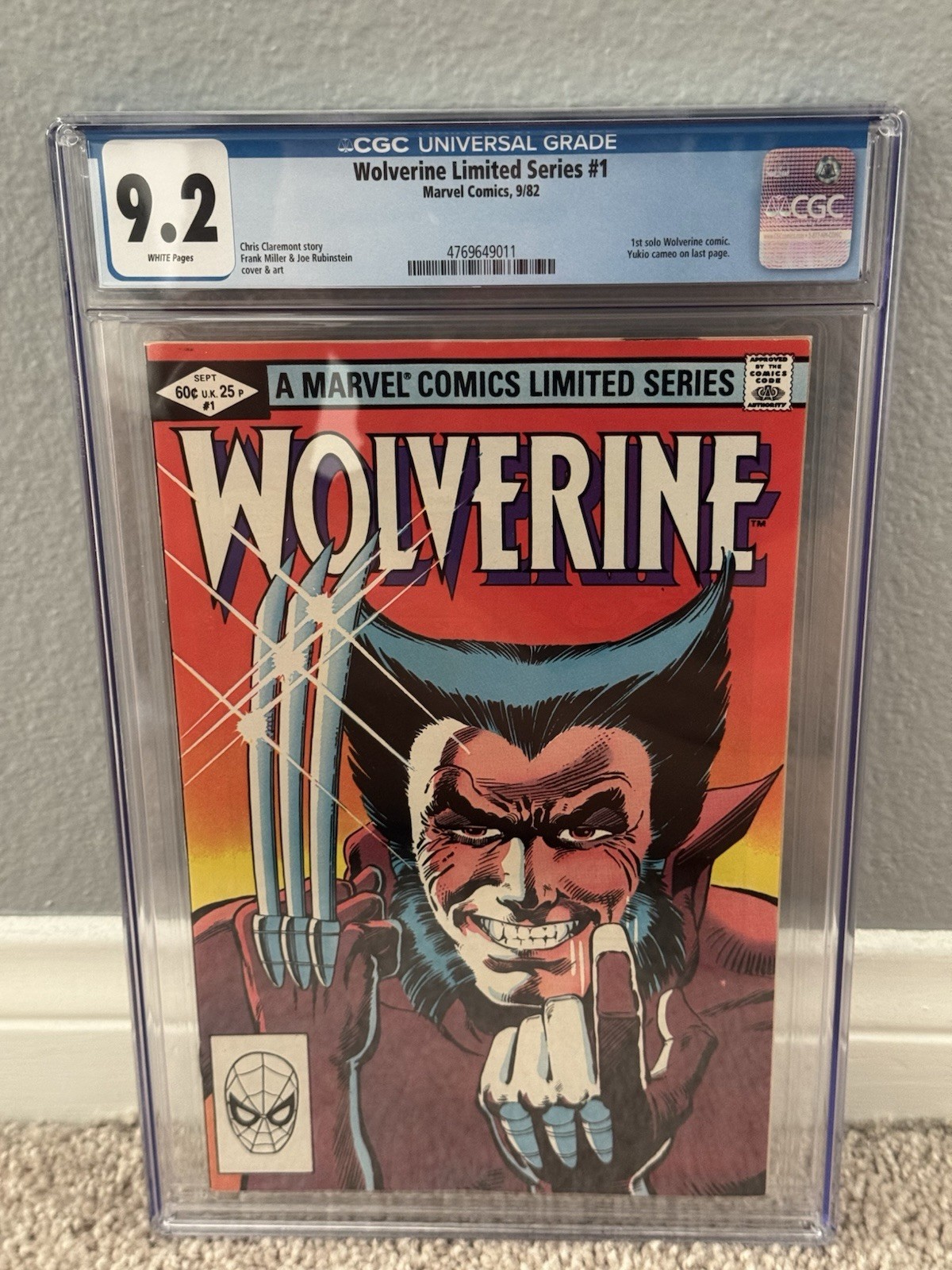Wolverine Limited Series #1 • CGC 9.2 • Frank Miller  • White Pages • 1982