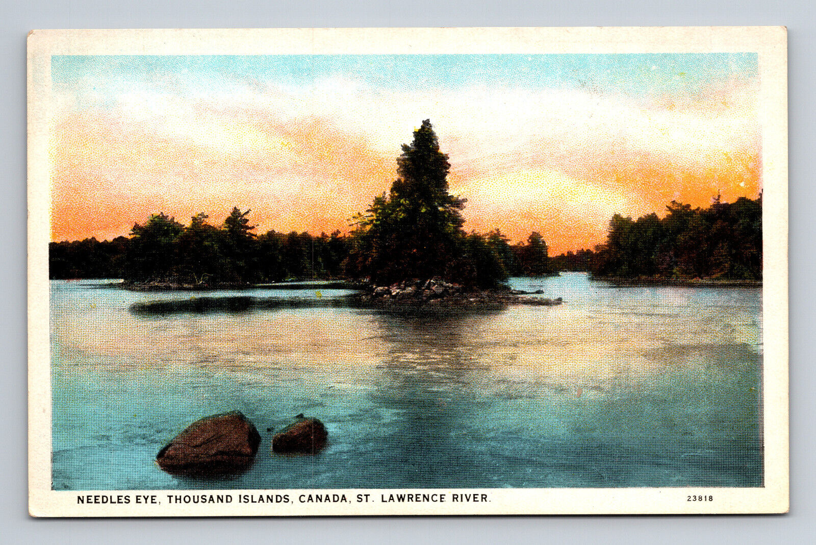 Needles Eye St Lawrence River Thousand Islands Canada White Border Postcard