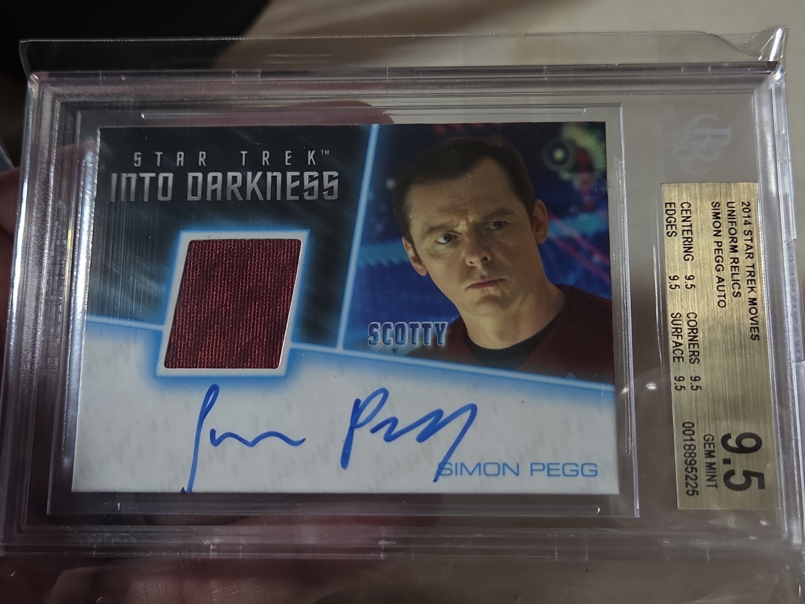 2014 RITTENHOUSE STAR TREK MOVIES AUTO RELIC SIMON PEGG BGS 9.5 all gem subs