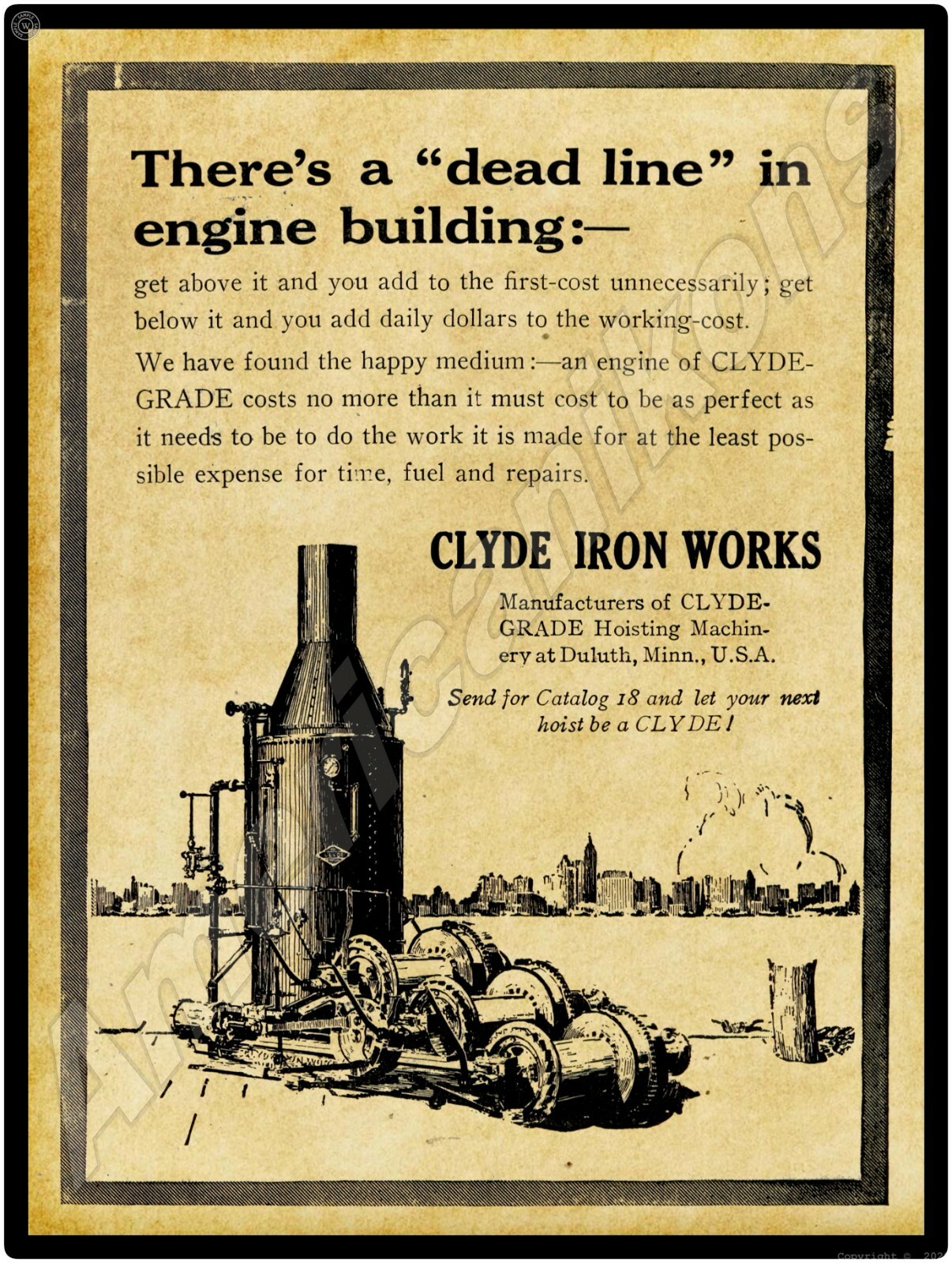 1913 Clyde Iron Works, Duluth MN NEW Metal Sign - 24\