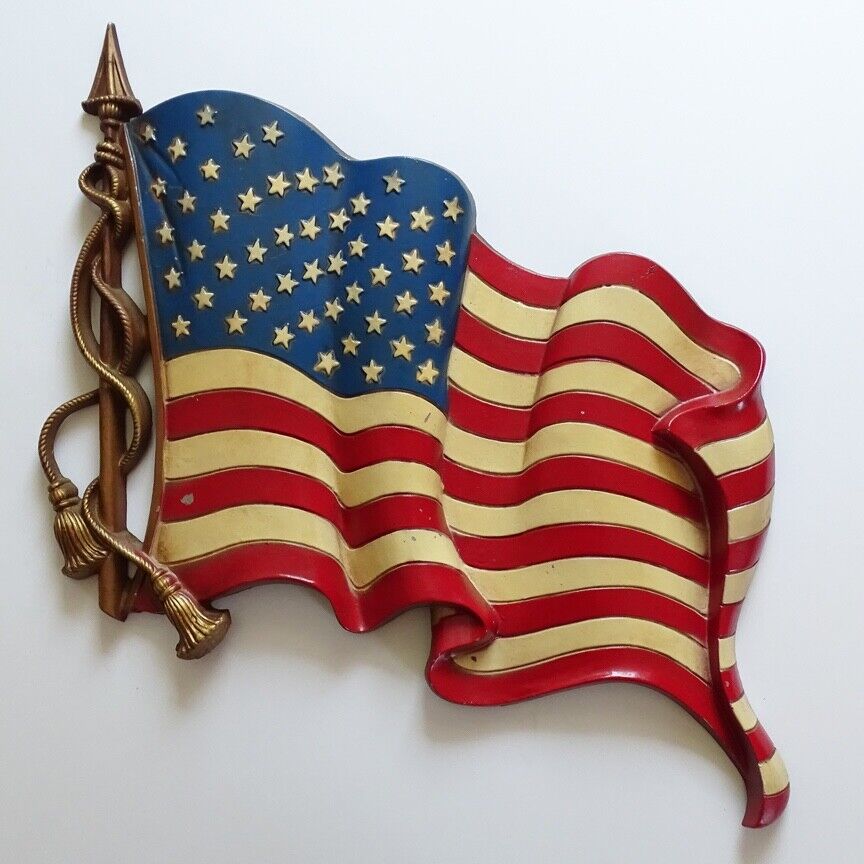 1972 Sexton USA American Flag Wall Plaque Cast Metal Patriotic #1909 Americana