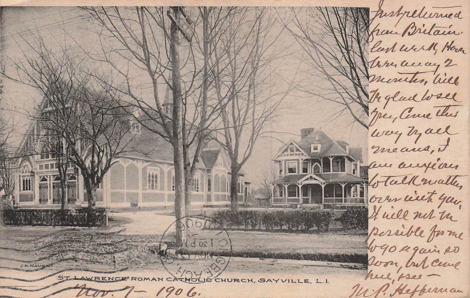 St Lawrence Roman Catholic Church Sayville Long Island New York Vtg Postcard I20