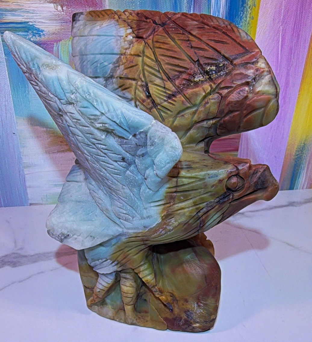 Amzoniat Stone Carved Eagle Bird Figurine Sculpture,Decorative Collectible Decor