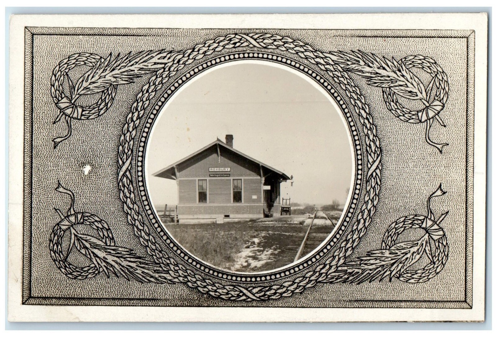 c1910\'s Depot Lee County Roxbury Illinois IL RPPC Photo Antique Postcard c1910\'s Depot Lee County Roxbury Illinois IL RPPC Photo Antique Postcard