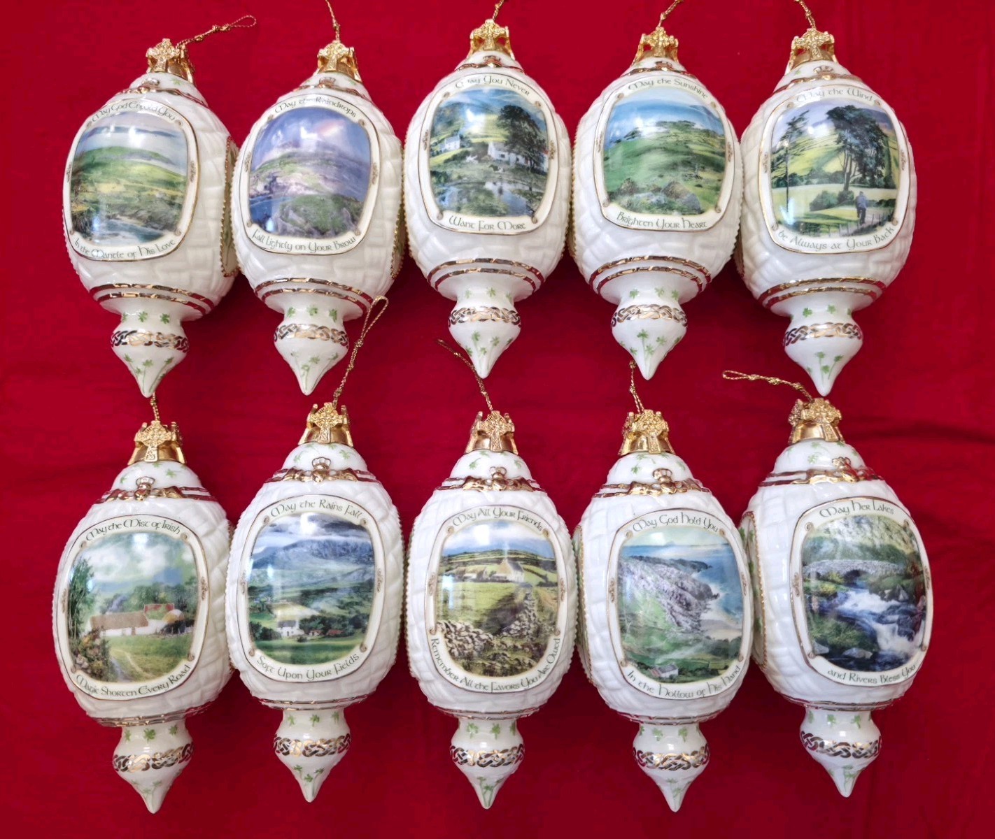 10 Vintage Bradford Editions Irish Blessings Porcelain Christmas Ornaments 1999 10 Vintage Bradford Editions Irish Blessings Porcelain Christmas Ornaments 1999