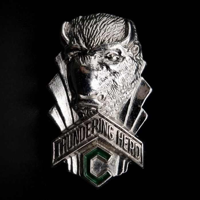 Vtg Marshall University Captain Pin Thundering Herd Bison Buffalo Rare Jostens