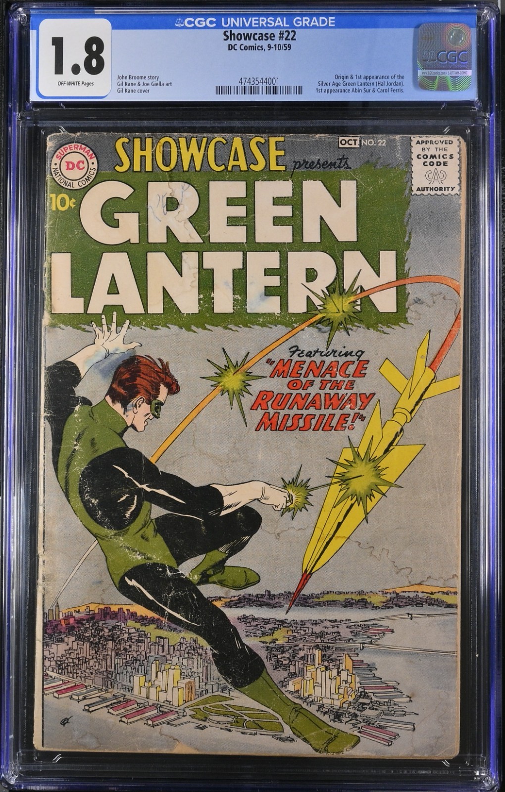 Showcase #22 CGC 1.8 (1959) First Appearance Hal Jordan Green Lantern DC Comics