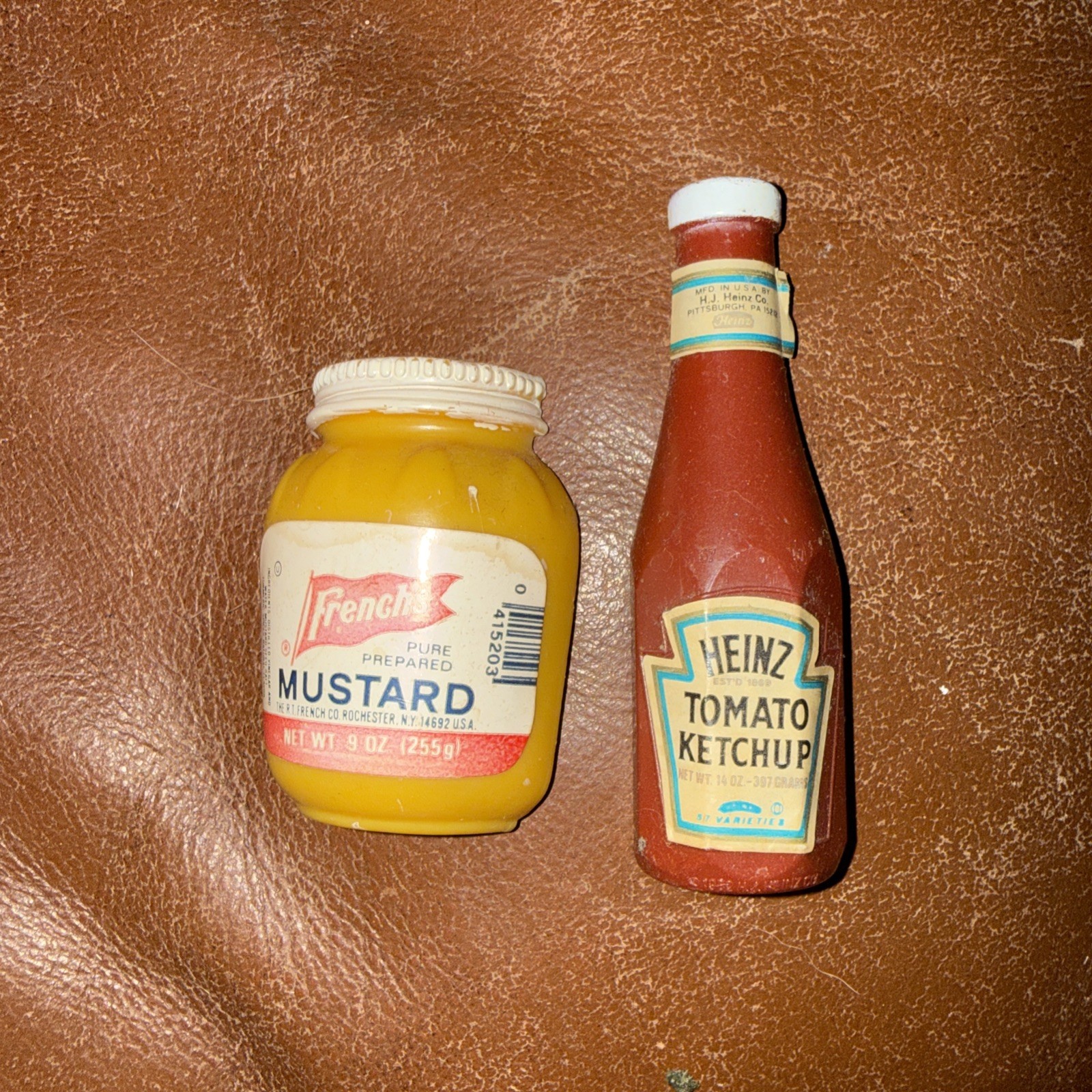 Arjon Vintage French\'s Mustard Heinz Ketchup 3D Refrigerator Magnets GUC 2”